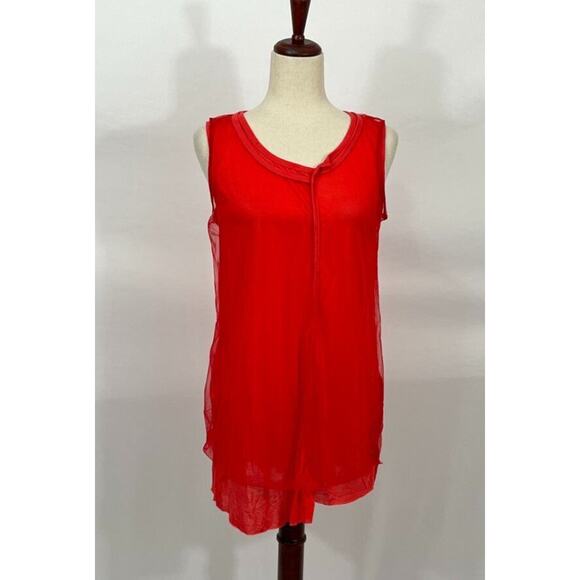 RUNDHOLZ Black Label Sz L Large Red Layered Tulle Tank Top Sleeveless NWT - Picture 9 of 9